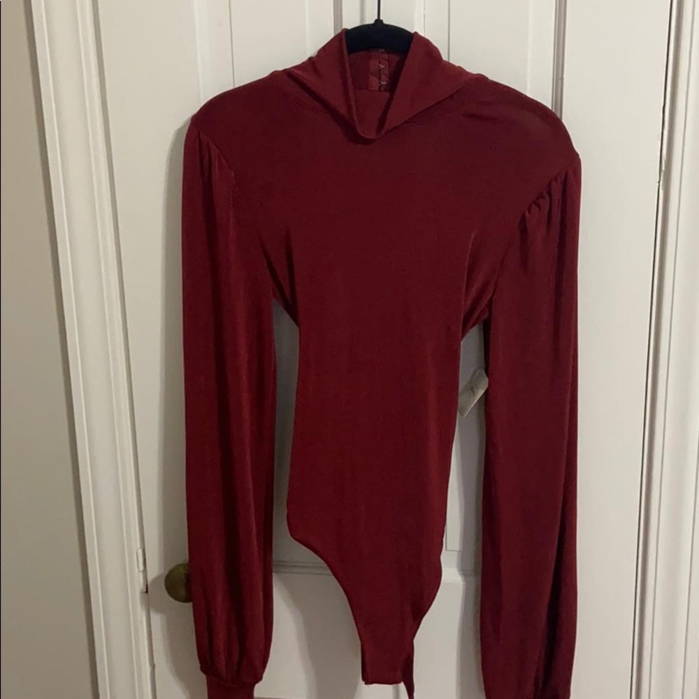 Free People Red Long Sleeve Bodysuit